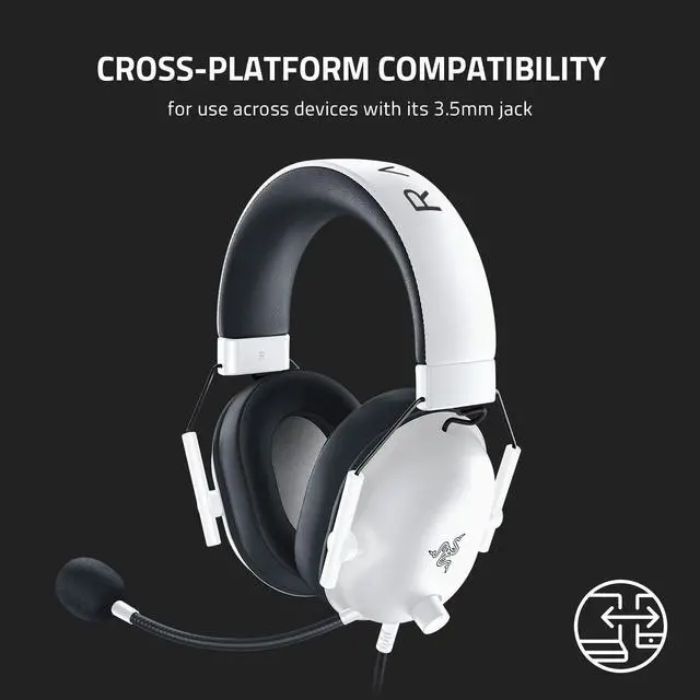 Alt view image 10 of 10 - Razer BlackShark V2 X Gaming Headset: 7.1 Surround Sound - 50mm Drivers - Memory Foam Cushion - for PC, PS4, PS5, Switch, Xbox One, Xbox Series X|S, Mobile - 3.5mm Audio Jack – White