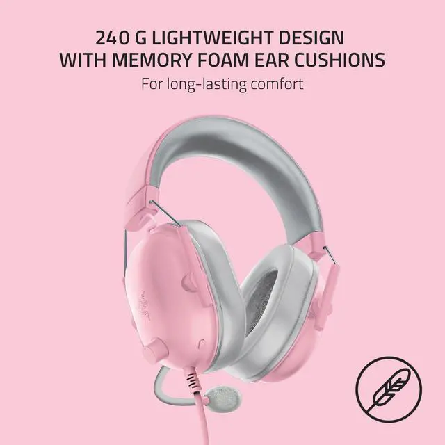 Alt view image 9 of 14 - Razer BlackShark V2 X Gaming Headset: 7.1 Surround Sound - 50mm Drivers - Memory Foam Cushion - for PC, PS4, PS5, Switch, Xbox One, Xbox Series X|S, Mobile - 3.5mm Audio Jack – Quartz Pink
