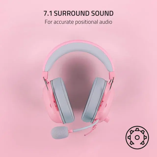 Alt view image 10 of 14 - Razer BlackShark V2 X Gaming Headset: 7.1 Surround Sound - 50mm Drivers - Memory Foam Cushion - for PC, PS4, PS5, Switch, Xbox One, Xbox Series X|S, Mobile - 3.5mm Audio Jack – Quartz Pink