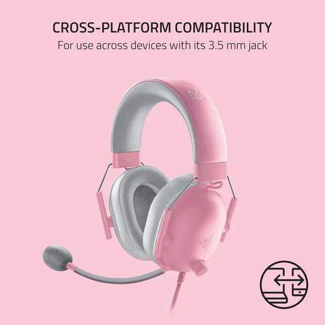 Alt view image 11 of 14 - Razer BlackShark V2 X Gaming Headset: 7.1 Surround Sound - 50mm Drivers - Memory Foam Cushion - for PC, PS4, PS5, Switch, Xbox One, Xbox Series X|S, Mobile - 3.5mm Audio Jack – Quartz Pink