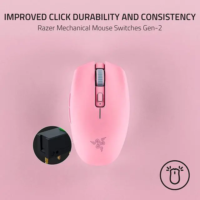 Alt view image 5 of 6 - Razer Orochi V2 - Wireless Gaming Mouse - Ultra Lightweight - 2 Wireless Modes - Up to 950 Hours of Battery Life - Mechanical Mouse Switches - 5G Advanced 18K DPI Optical Sensor – Quartz Pink