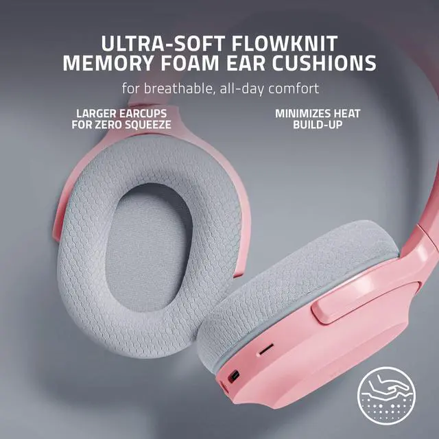 Alt view image 5 of 6 - Razer Barracuda Wireless Gaming & Mobile Headset (PC, Playstation, Switch, Android, iOS): 2.4GHz Wireless + Bluetooth - Integrated Noise-Cancelling Mic - 50mm Drivers - 40 Hr Battery - Quartz Pink