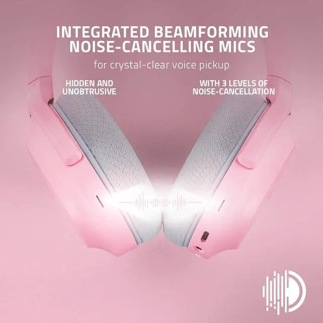 Alt view image 3 of 6 - Razer Barracuda Wireless Gaming & Mobile Headset (PC, Playstation, Switch, Android, iOS): 2.4GHz Wireless + Bluetooth - Integrated Noise-Cancelling Mic - 50mm Drivers - 40 Hr Battery - Quartz Pink
