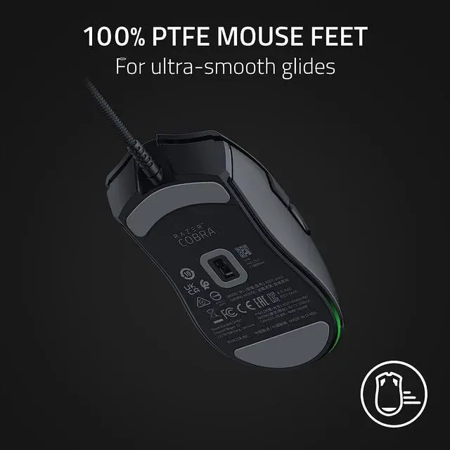 Alt view image 7 of 10 - Razer Cobra Wired Gaming Mouse 58g Lightweight Design, Gen-3 Optical Switches, Chroma RGB Lighting, 8500 DPI Optical Sensor