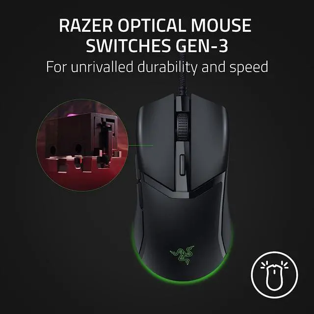 Alt view image 3 of 10 - Razer Cobra Wired Gaming Mouse 58g Lightweight Design, Gen-3 Optical Switches, Chroma RGB Lighting, 8500 DPI Optical Sensor