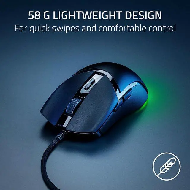 Alt view image 2 of 10 - Razer Cobra Wired Gaming Mouse 58g Lightweight Design, Gen-3 Optical Switches, Chroma RGB Lighting, 8500 DPI Optical Sensor
