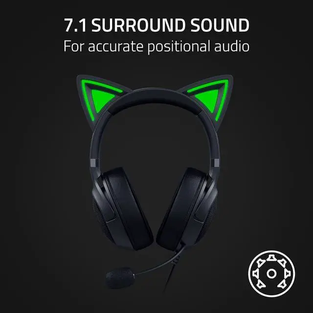 Alt view image 8 of 10 - Razer Kraken Kitty V2 - USB Headset with RGB Kitty Ears - Black