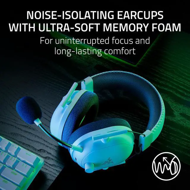 Alt view image 6 of 7 - Razer BlackShark V2 Pro Wireless Gaming Headset: Detachable Mic - Pro-Tuned FPS Profiles - 50mm Drivers - Noise-Isolating Earcups w/Ultra-Soft Memory Foam - 70 Hr Battery Life - White