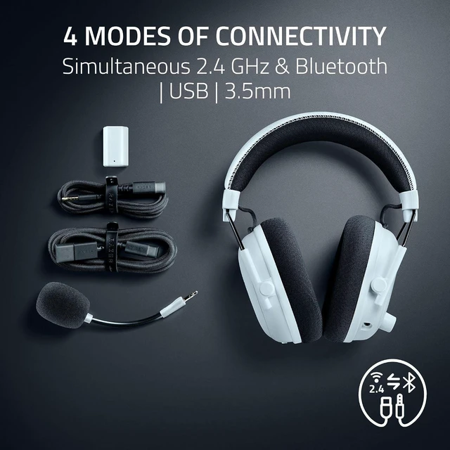 Alt view image 7 of 11 - Razer BlackShark V3 Pro Wireless ANC Gaming Headset for PC, 2.4 GHz, White,Full Band Mic, 50mm Drivers, Bluetooth, USB, 3.5mm, Works with Mac, PS5, Nintendo Switch, Smartphone, 70 Hr Battery