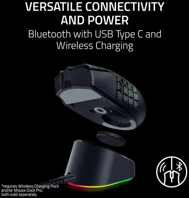 Alt view image 6 of 10 - Razer Naga V3 Pro Wireless MMO Gaming Mouse with Swappable Side Plates,23 Programmable Buttons w/ 3 Swappable Side Plates, HyperScroll Tilt Wheel, 280 Hr Battery, Multi-Mode Connectivity