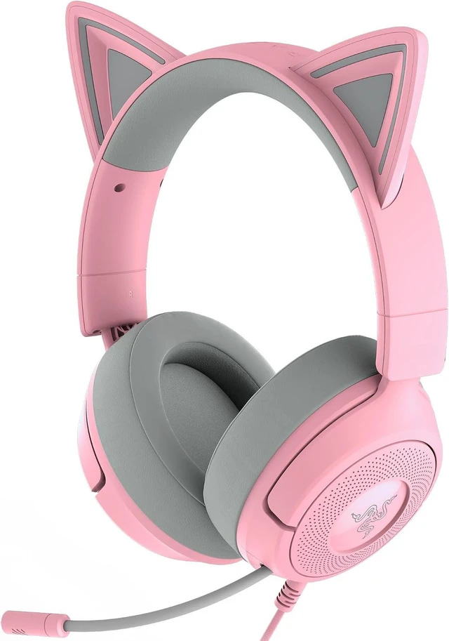 Alt view image 10 of 10 - Razer Kraken Kitty V3 X Wired Gaming Headset, Kitty Ears, Pink