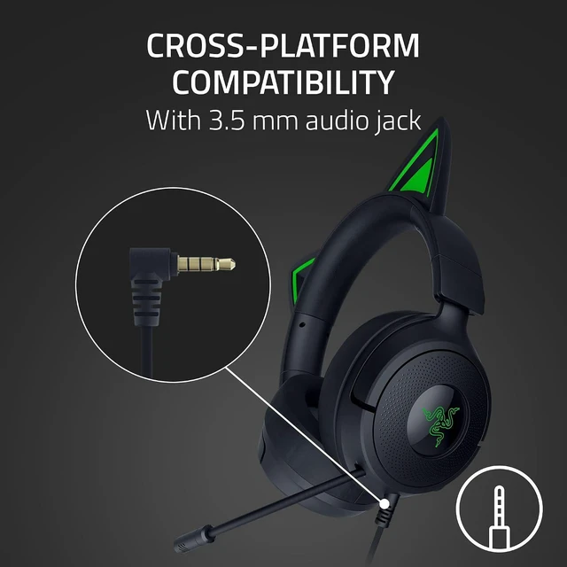 Alt view image 6 of 11 - Razer Kraken Kitty V3 X Wired Gaming Headset, Kitty Ears, Black