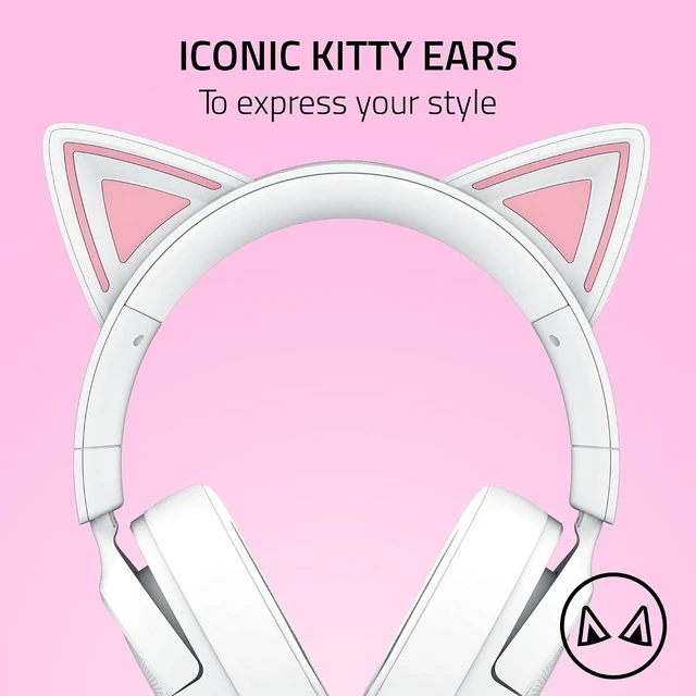 Alt view image 2 of 11 - Razer Kraken Kitty V3 X Wired Gaming Headset, Kitty Ears, White