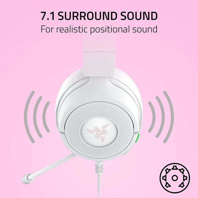 Alt view image 5 of 11 - Razer Kraken Kitty V3 X Wired Gaming Headset, Kitty Ears, White
