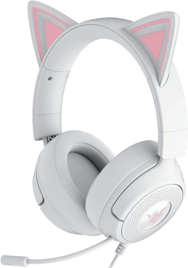 Alt view image 11 of 11 - Razer Kraken Kitty V3 X Wired Gaming Headset, Kitty Ears, White
