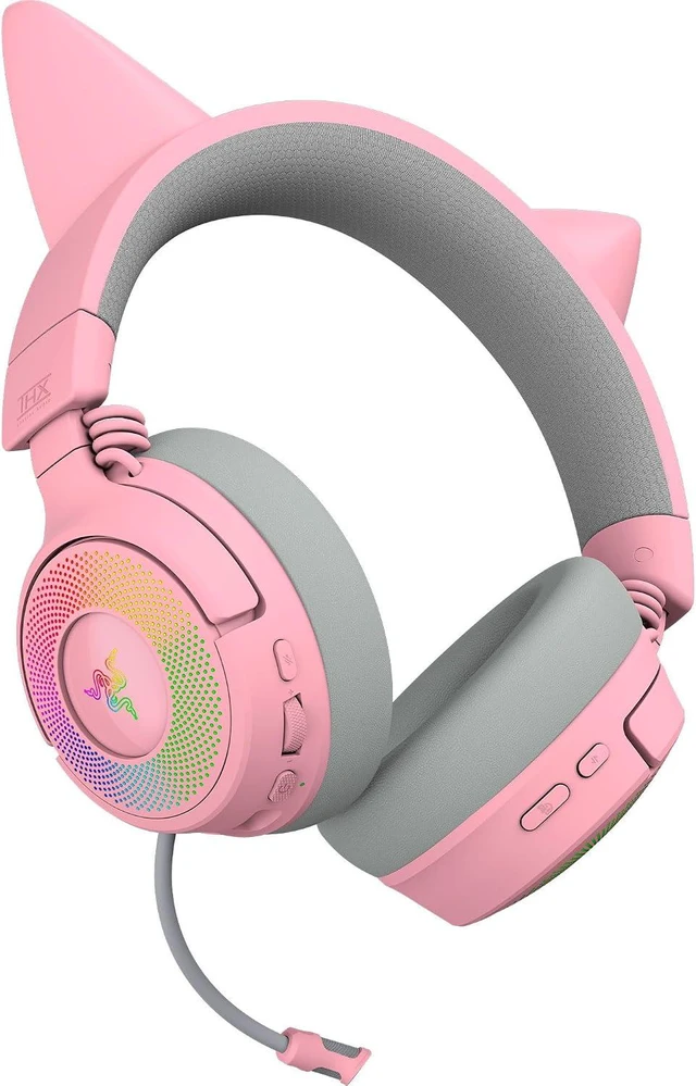 Alt view image 8 of 11 - Razer Kraken Kitty V3 Pro Wireless RGB Gaming Headset, Chroma RGB Kitty Ears, 2.4 GHz, Bluetooth 5.3, USB A, Super Wideband Mic, 40mm Drivers, THX Spatial Audio, 70 Hr Battery, Pink