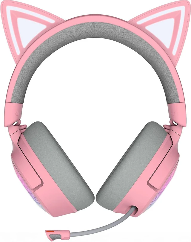 Alt view image 9 of 11 - Razer Kraken Kitty V3 Pro Wireless RGB Gaming Headset, Chroma RGB Kitty Ears, 2.4 GHz, Bluetooth 5.3, USB A, Super Wideband Mic, 40mm Drivers, THX Spatial Audio, 70 Hr Battery, Pink