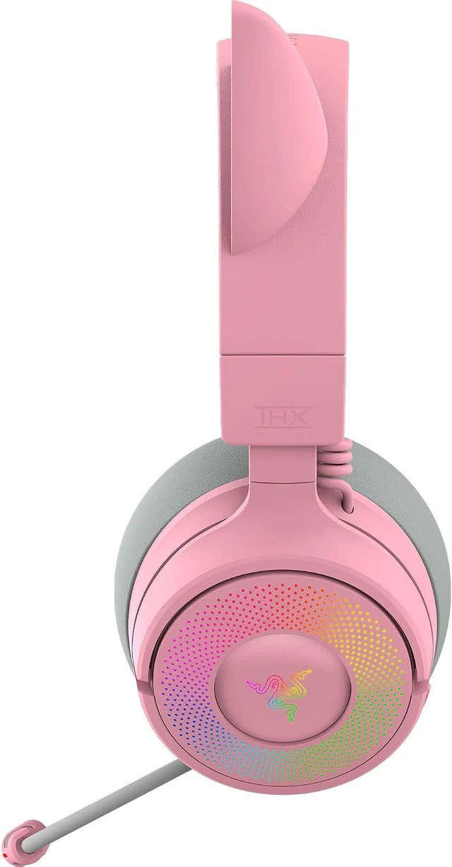 Alt view image 10 of 11 - Razer Kraken Kitty V3 Pro Wireless RGB Gaming Headset, Chroma RGB Kitty Ears, 2.4 GHz, Bluetooth 5.3, USB A, Super Wideband Mic, 40mm Drivers, THX Spatial Audio, 70 Hr Battery, Pink