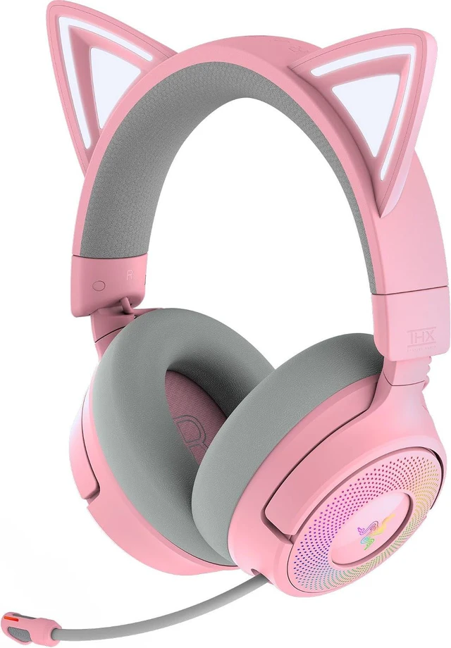 Alt view image 11 of 11 - Razer Kraken Kitty V3 Pro Wireless RGB Gaming Headset, Chroma RGB Kitty Ears, 2.4 GHz, Bluetooth 5.3, USB A, Super Wideband Mic, 40mm Drivers, THX Spatial Audio, 70 Hr Battery, Pink