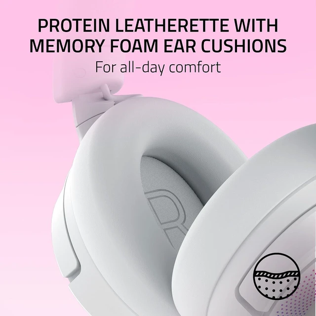 Alt view image 7 of 11 - Razer Kraken Kitty V3 Pro Wireless RGB Gaming Headset, Chroma RGB Kitty Ears, 2.4 GHz, Bluetooth 5.3, USB A, Super Wideband Mic, 40mm Drivers, THX Spatial Audio, 70 Hr Battery, White