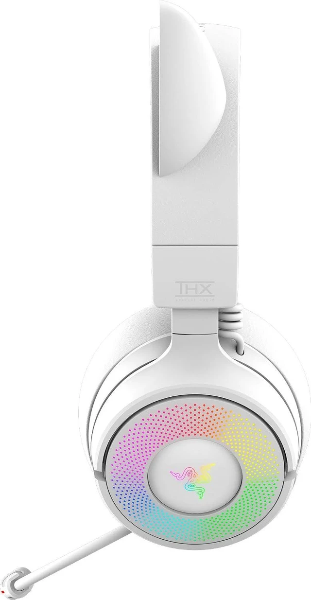 Alt view image 10 of 11 - Razer Kraken Kitty V3 Pro Wireless RGB Gaming Headset, Chroma RGB Kitty Ears, 2.4 GHz, Bluetooth 5.3, USB A, Super Wideband Mic, 40mm Drivers, THX Spatial Audio, 70 Hr Battery, White