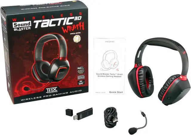 Alt view image 6 of 6 - Creative Sound Blaster Tactic3D Wrath Wireless USB Connector Circumaural Gaming Headset