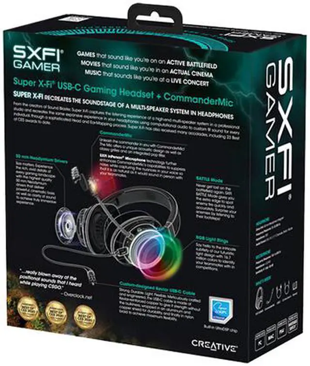 Alt view image 7 of 9 - Creative SXFI Gamer USB-C Gaming Headset with Pro-Grade ANC CommanderMic, Super X-Fi Battle Mode Optimized for Action RPG and FPS on PC, PS4 and Nintendo Switch