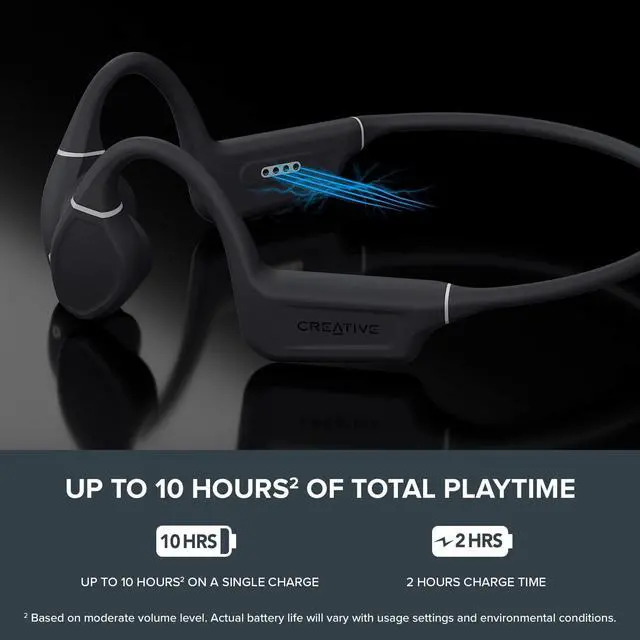Alt view image 2 of 8 - Creative Outlier Free Wireless Bone Conduction Headphones with Bluetooth 5.3, IPX5 Sweat and Water Splash Resistance, Multipoint Connectivity, Up to 10 Hours of Battery Life, Built-in Mic