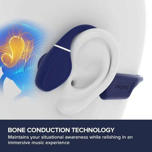 Alt view image 3 of 7 - Creative Outlier Free Pro Wireless Bone Conduction Headphones with Bluetooth 5.3 and IPX8 Waterproof, Built-in 8GB Memory, Multipoint connectivity, Up to 10 Hours of Battery Life, Built-in Mic