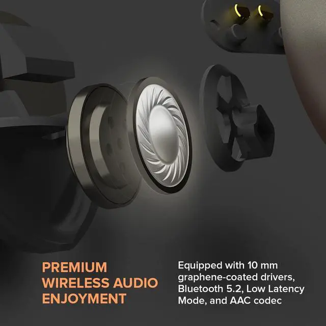 Alt view image 3 of 4 - Creative Outlier Pro True Wireless Sweatproof in-Ear Headphones with Hybrid Active Noise Cancellation, Ambient Mode, 6X Mics, Wireless Charging, 60 Hours Battery Life / 15 Hours per Charge