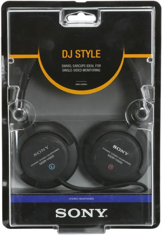 Alt view image 5 of 5 - SONY MDR-V500DJ Straight, Gold-plated, stereo UniMatch plug with fixed miniplug and detachable phone plug Connector Circumaural Studio Monitor Series DJ Headphones