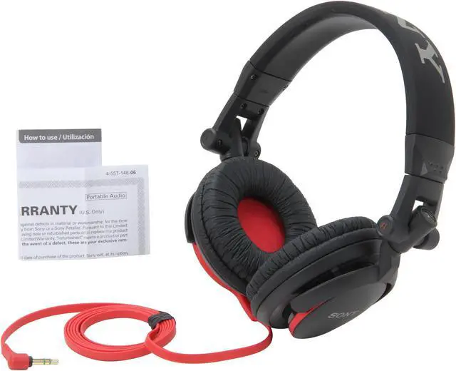 Alt view image 6 of 7 - SONY Black MDR-V55/BR DJ Style Headphone (Black/Red)