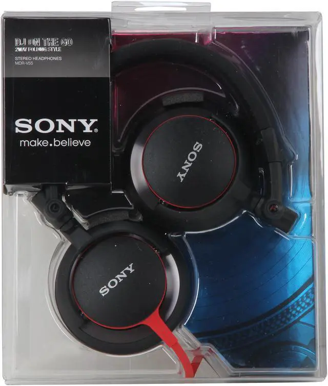 Alt view image 7 of 7 - SONY Black MDR-V55/BR DJ Style Headphone (Black/Red)