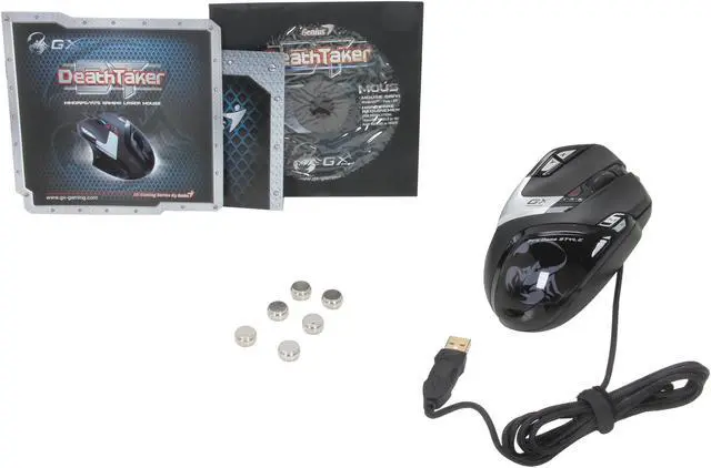 Alt view image 5 of 6 - Genius GX-Gaming DeathTaker Black 9 Buttons 1 x Wheel USB Wired Laser 5700 dpi MMO/RTS Professional Gaming Mouse