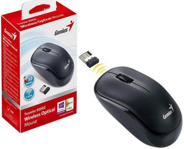 Alt view image 4 of 4 - Genius Traveler 6000Z 31030023102 Black Scroll Button USB 2.4GHz Wireless Optical Optical Mouse