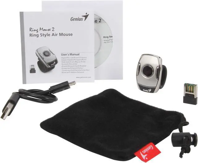 Alt view image 6 of 7 - Genius Ring Mouse II Silver (31030086101) 5 Buttons Touch Scroll / 4D Scroll USB RF Wireless Air Cursor / Optical Sensor 1250 dpi Ring Style Air Mouse