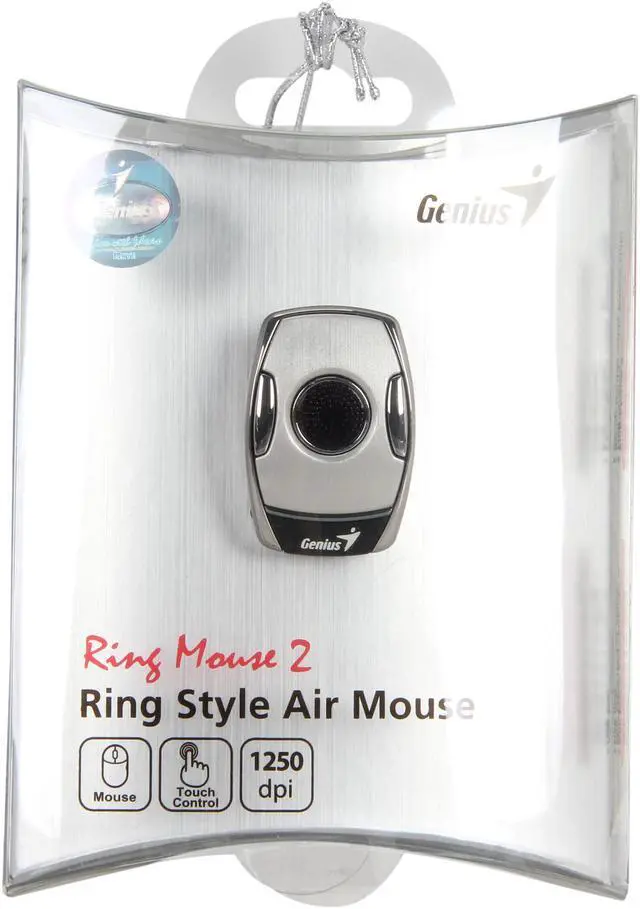 Alt view image 7 of 7 - Genius Ring Mouse II Silver (31030086101) 5 Buttons Touch Scroll / 4D Scroll USB RF Wireless Air Cursor / Optical Sensor 1250 dpi Ring Style Air Mouse