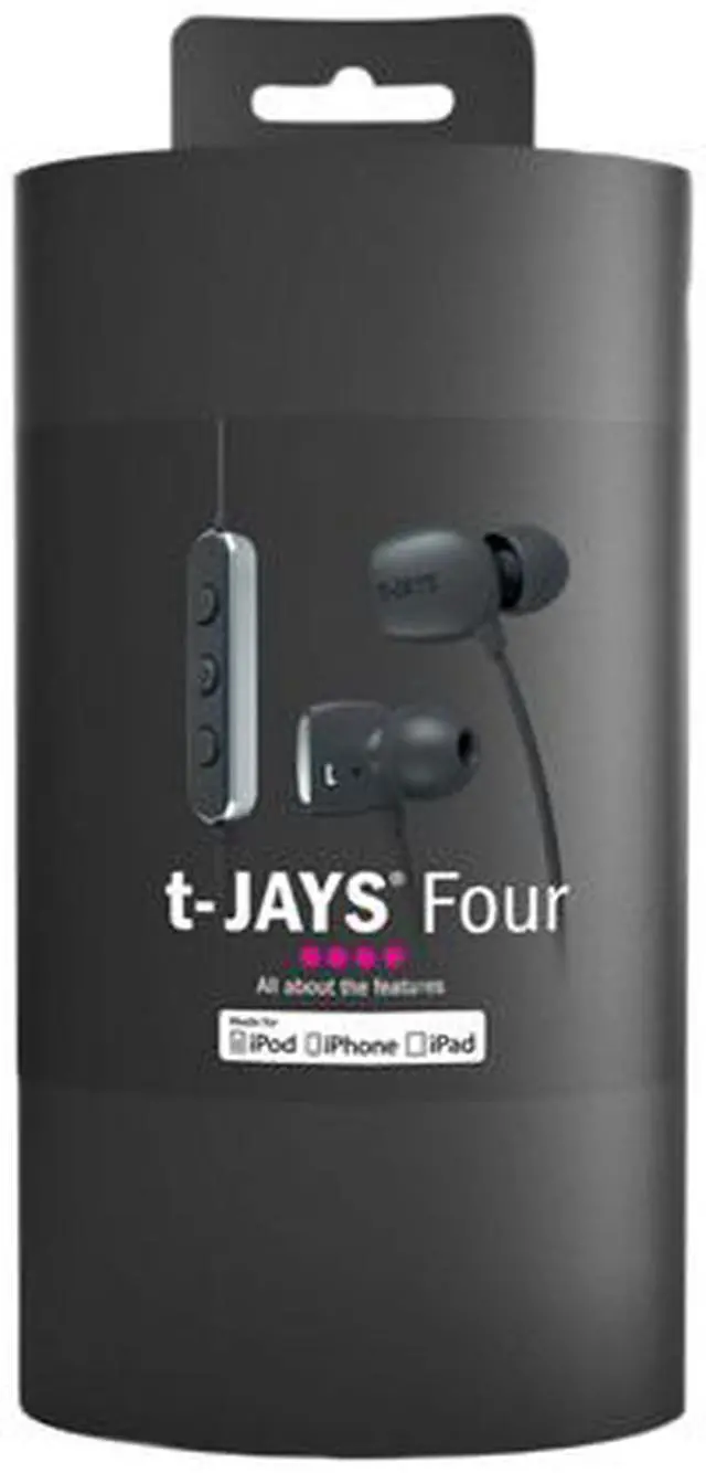 Alt view image 3 of 4 - JAYS t-JAYS Four Black T00079 Silver-Plated 3.5mm Connector Canal Hi-Fi Earphone with 3-Button Remote