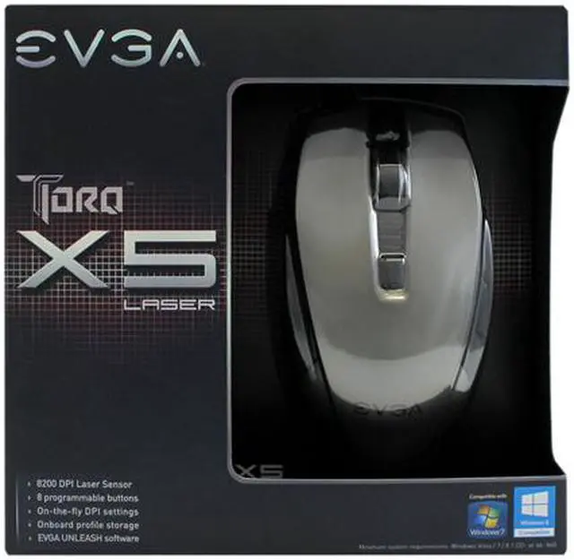 Alt view image 10 of 10 - EVGA TORQ X5L 901-X1-1051-KR Black 8 Buttons 1 x Wheel Wired Laser Gaming Mouse