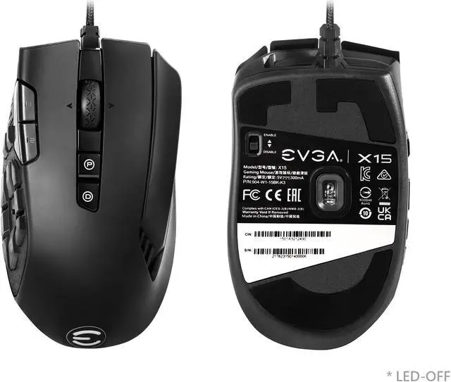 Alt view image 2 of 8 - EVGA X15 MMO Gaming Mouse, 8k, Wired, Black, Customizable, 16,000 DPI, 5 Profiles, 20 Buttons, Ergonomic 904-W1-15BK-K3