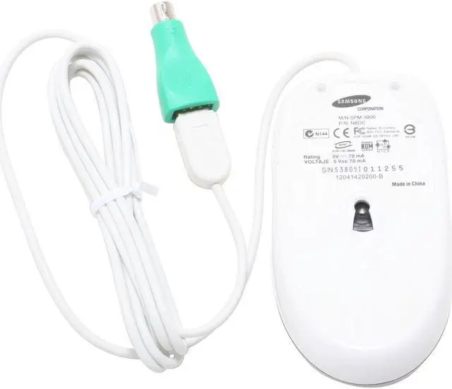 Alt view image 4 of 7 - SAMSUNG PLEOMAX SPM-3800 White 2 Buttons 1 x Wheel USB or PS/2 800dpi Optical Rainbow Mouse