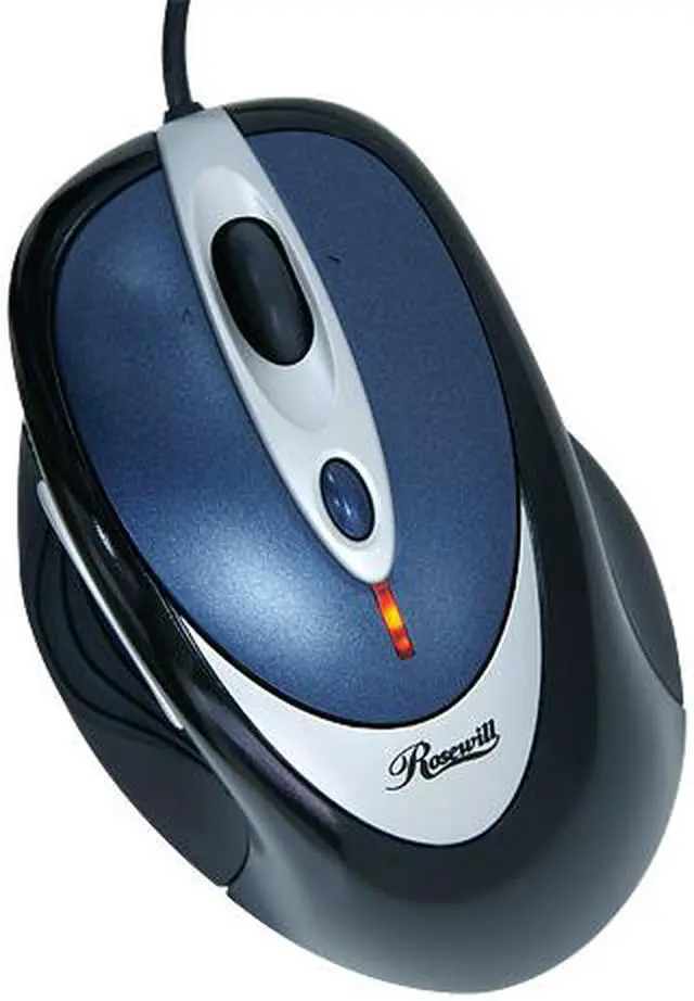 Main image of Rosewill RM-408 Blue & Black 6 Buttons Tilt Wheel USB or PS/2 Wired Laser Mouse