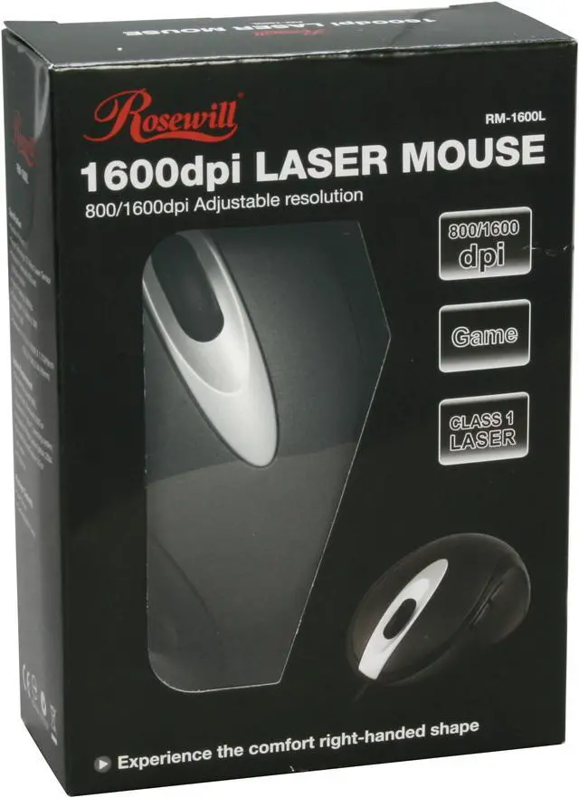 Alt view image 9 of 9 - Rosewill RM-1600L Black 5 Buttons 1 x Wheel USB Laser 1600 dpi Mouse