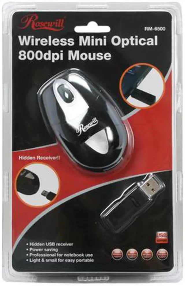Alt view image 11 of 11 - Rosewill RM-6500 3 Buttons 1 x Wheel USB RF Wireless Optical Portable Mini Mouse