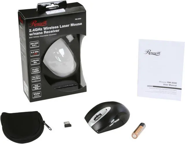 Alt view image 8 of 8 - Rosewill RM-8500 5 Buttons 2.4GHz Wireless Laser Mouse w/ Nano Receiver