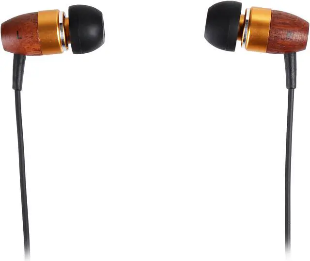 Alt view image 3 of 5 - Rosewill Brown / Gold Canal High Fidelity Passive Noise Isolating Rosewood Earbuds - RHTS-11002