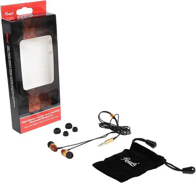 Alt view image 5 of 5 - Rosewill Brown / Gold Canal High Fidelity Passive Noise Isolating Rosewood Earbuds - RHTS-11002