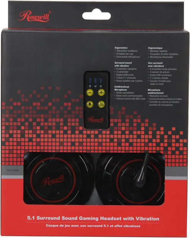 Alt view image 10 of 10 - Rosewill 5.1-Channel Vibrating Gaming Headset- USB Connector - RHTS-8206