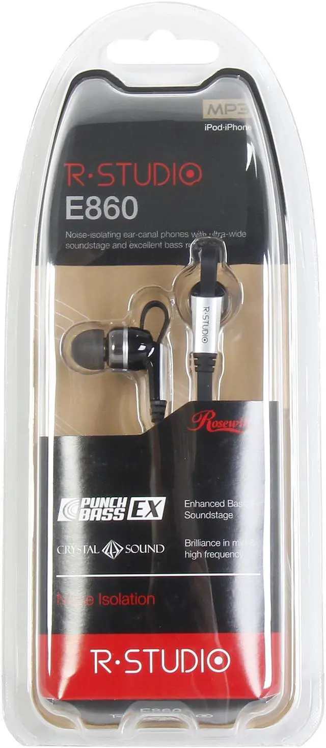 Alt view image 5 of 5 - Rosewill Noise Isolating Earbuds - 3.5mm Connector, Tangle-free Flat Cable, R-Studio E-860