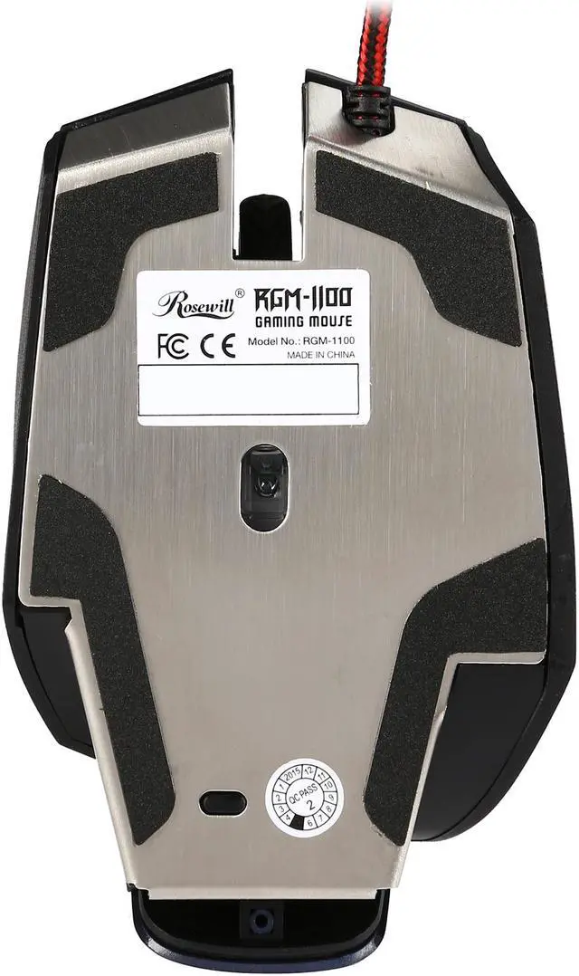 Alt view image 5 of 5 - Rosewill RGM-1100 Laser Gaming Mouse, Aluminum Bottom, Adjustable DPI up to 8200, 7 Buttons - 6 Programmable, 6 Adjustable Weights